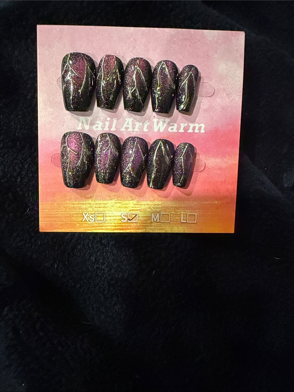 Purple cateye handmade acrylic Press-On Nails